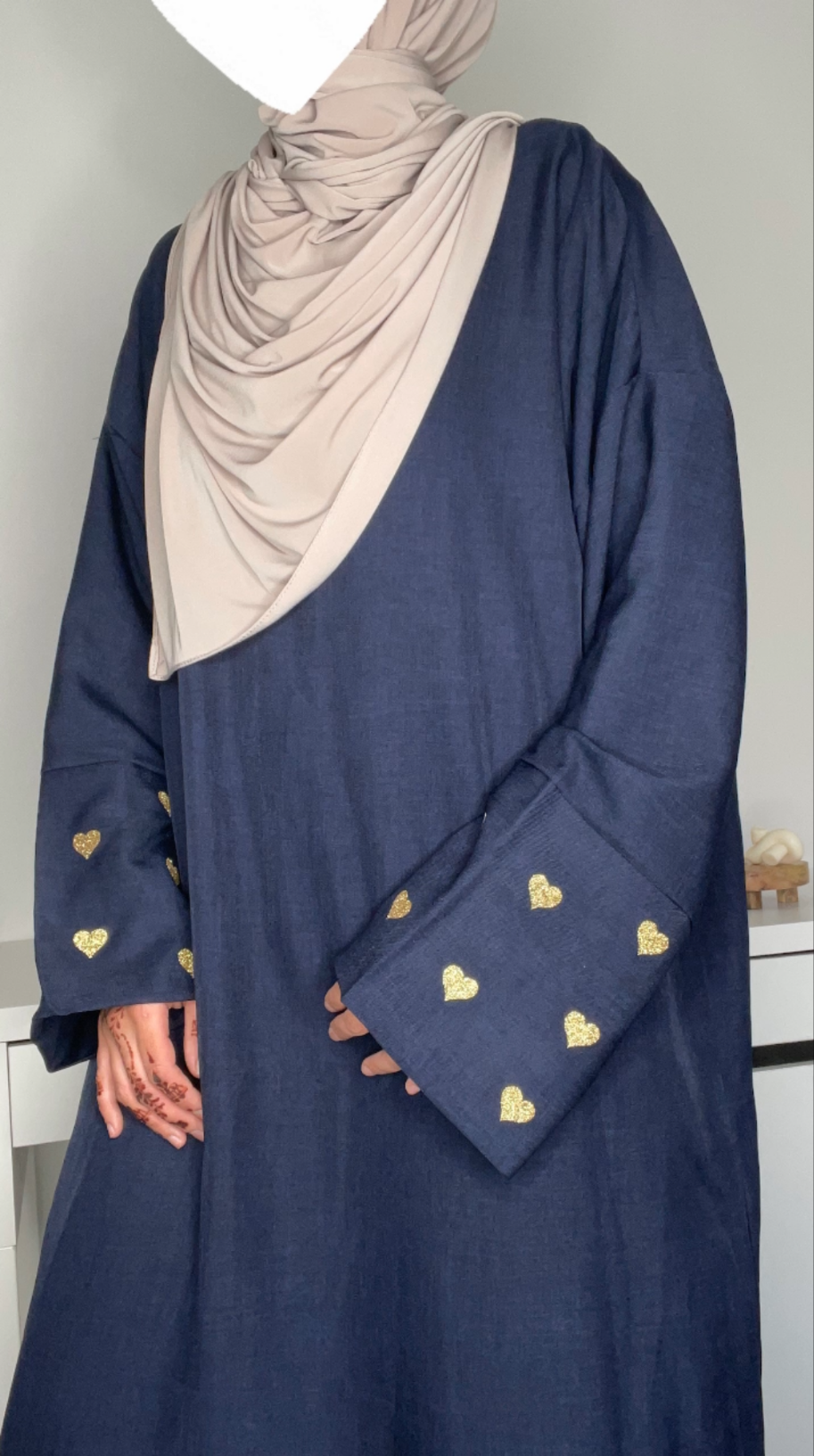 Abaya cœur effet lin