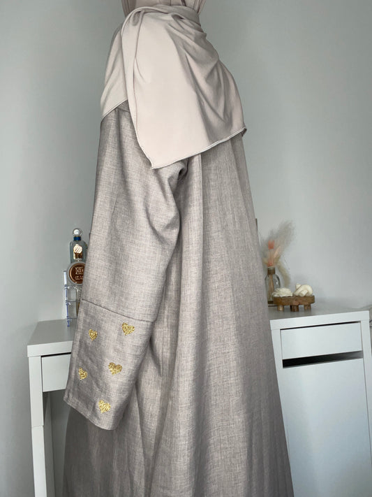 Abaya cœur effet lin